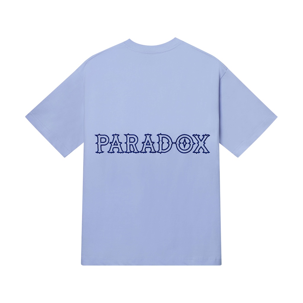 Áo thun form rộng Paradox tay lỡ - Unisex - In hình - ESSENTIAL EMBROIDERY - Màu xanh nhạt