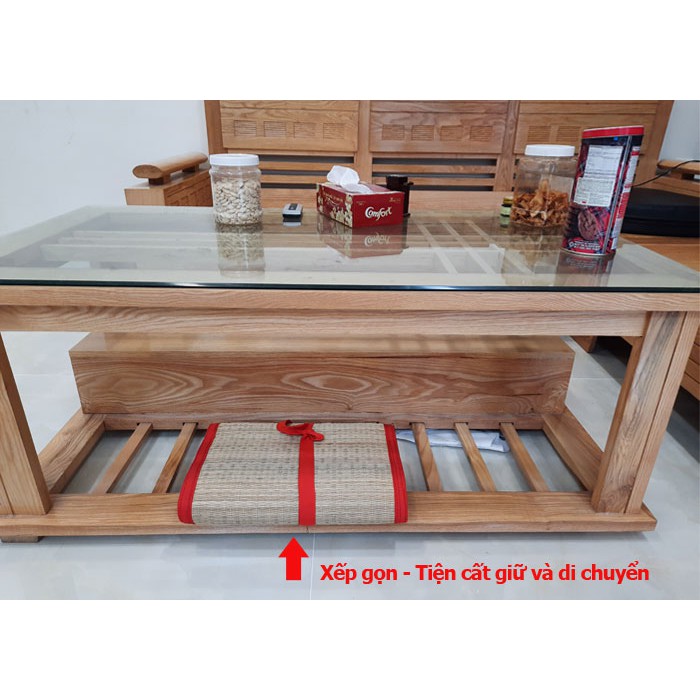 Chiếu cói uzu tự nhiên thoáng mát 1m x 1,9m gấp 3 gọn nhẹ