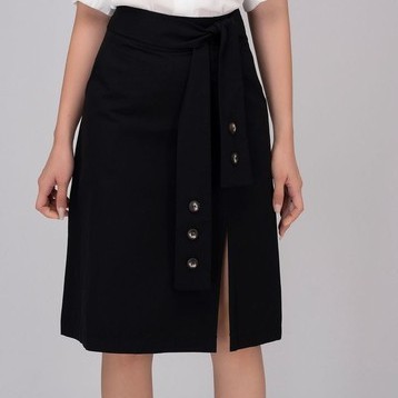 Chân váy nữ công sở, xẻ sườn trước, buộc dây đai TK FASHION CVK38