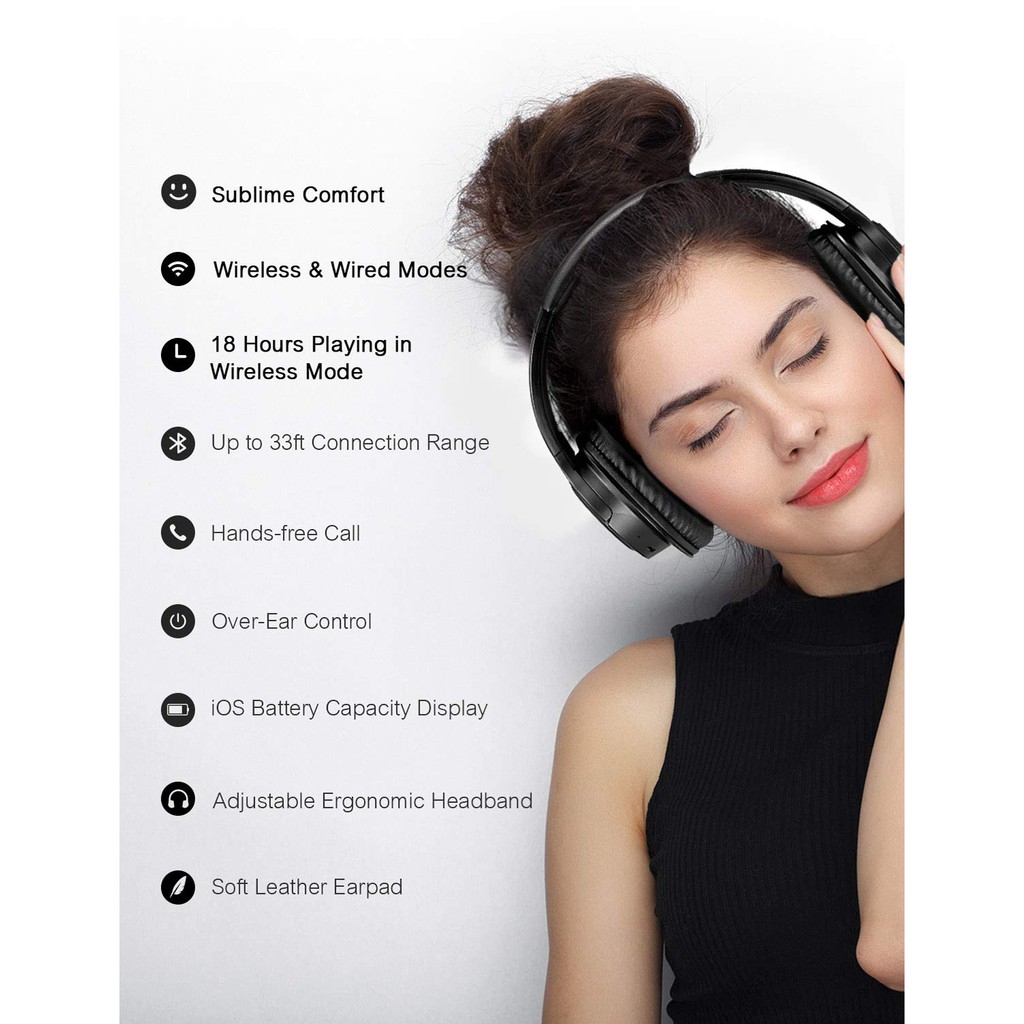 【Mpow H7】Bluetooth 4.1 Headphones Over Ear Stereo Wireless Headset with Mic& Earpads