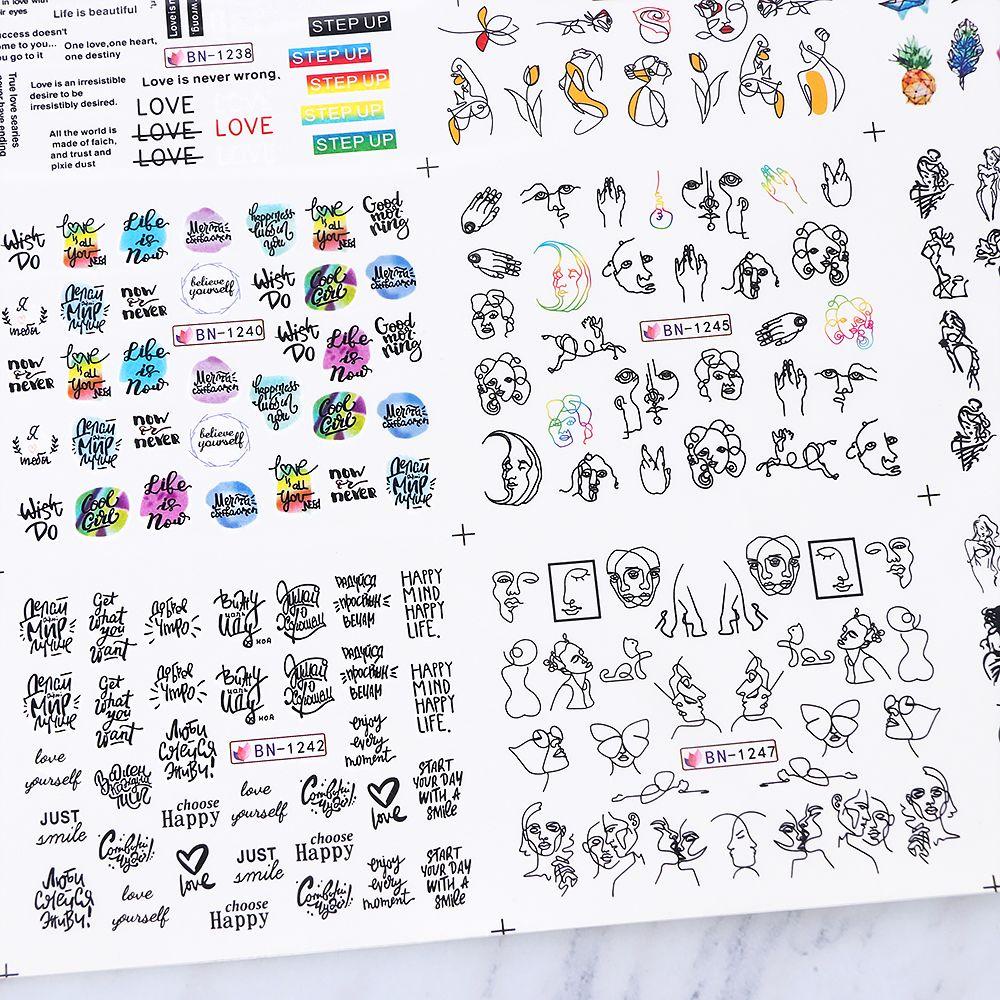 Miếng Dán Trang Trí Móng Tay Hình Cô Gái Và Chữ Màu Đen Độc Đáo