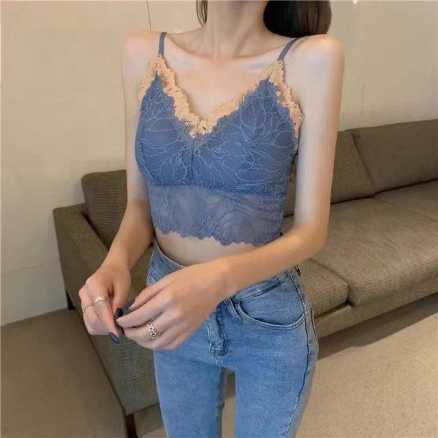 Áo lót nữ Bra 2058 ren sexy quyến rũ không gọng kèm đệm mút dáng crotop hàng xịn giá rẻ