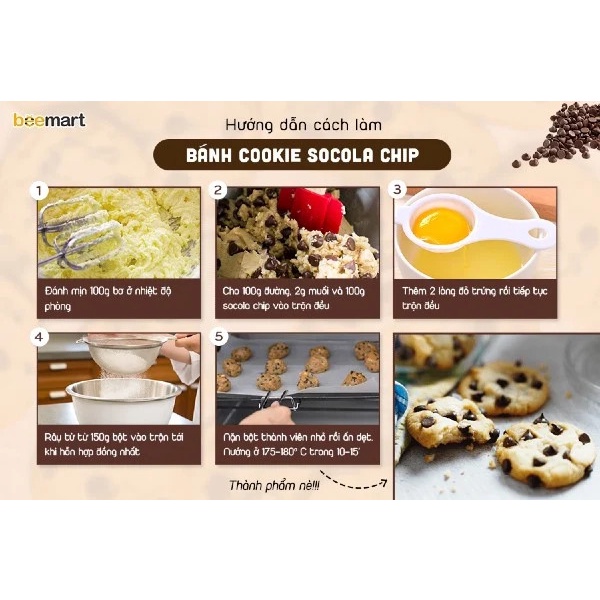 Set nguyên liệu làm bánh cookie socola chip (không kèm trứng và bơ)