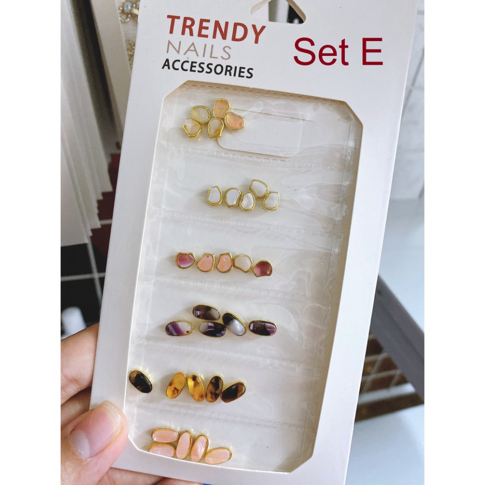 Set Túi phụ kiện, charm, đá thạch anh cao cấp đính móng tay