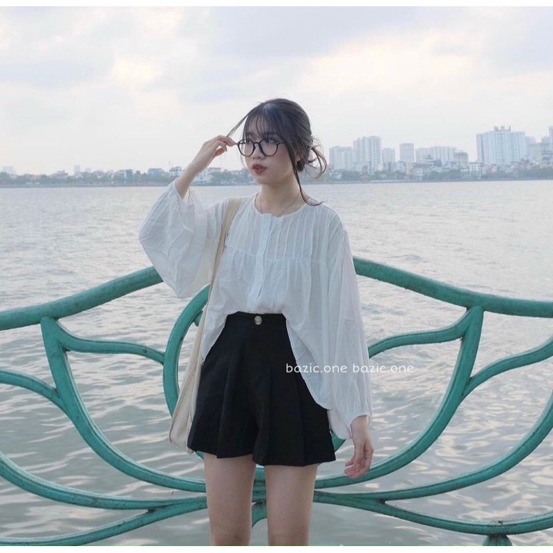 Áo Kiểu FICA TOP form babydoll suông rộng chất đũi mát chuẩn style hàn xẻng hàng nhập quảng châu