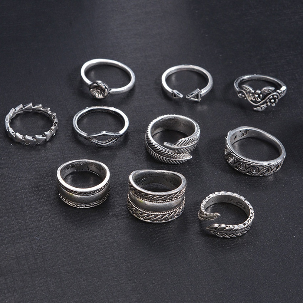 Set 9 Nhẫn Đeo Khớp Ngón Tay Vintage Cho Nữ