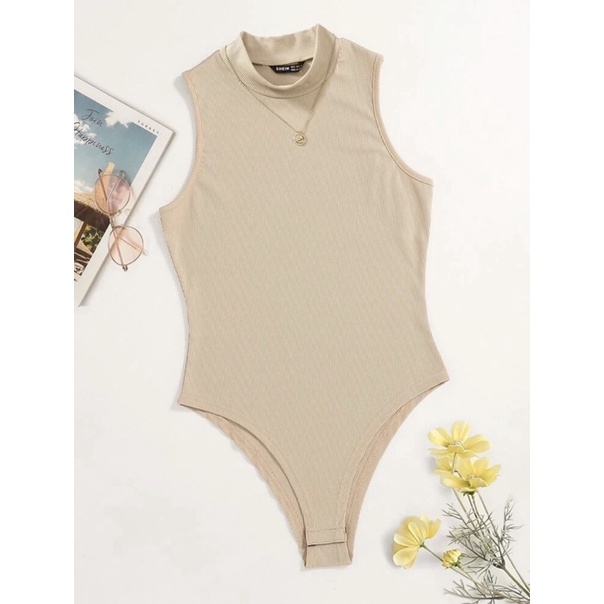 Áo Bodysuit Liền Thân Thun Gân Cổ Cao