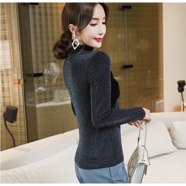 A68217 Áo nhung nữ lót nỉ  ấm ánh nhũ mặc mùa đông hàng nhập