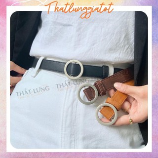 Thắt lưng nữ mặt tròn Ulzzang, không lỗ TL003 (hỗ trợ cắt dây nịt) - Thắt Lưng Giá Tốt Xịn