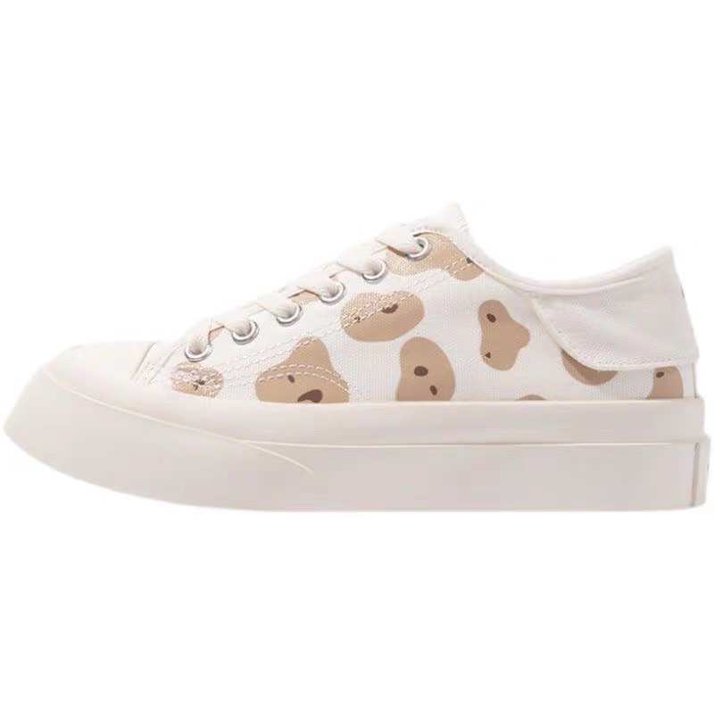 🎀 N09  Giày sneaker thể thao đi học đi chơi đế bằng form conv ulzzang hình con gấu Bò Sữa cute