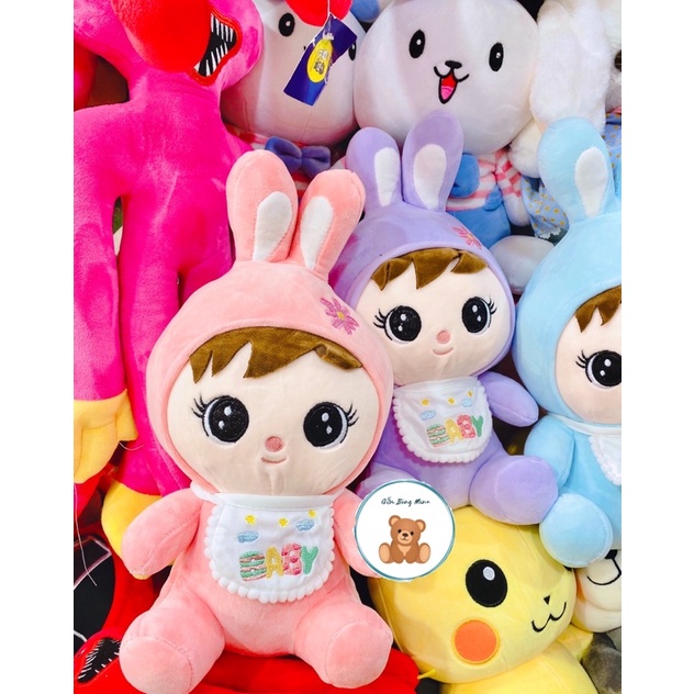 Gấu Bông Búp Bê Thỏ Đeo Yếm Dễ Thương Cho Bé - Gấu Bông Mina