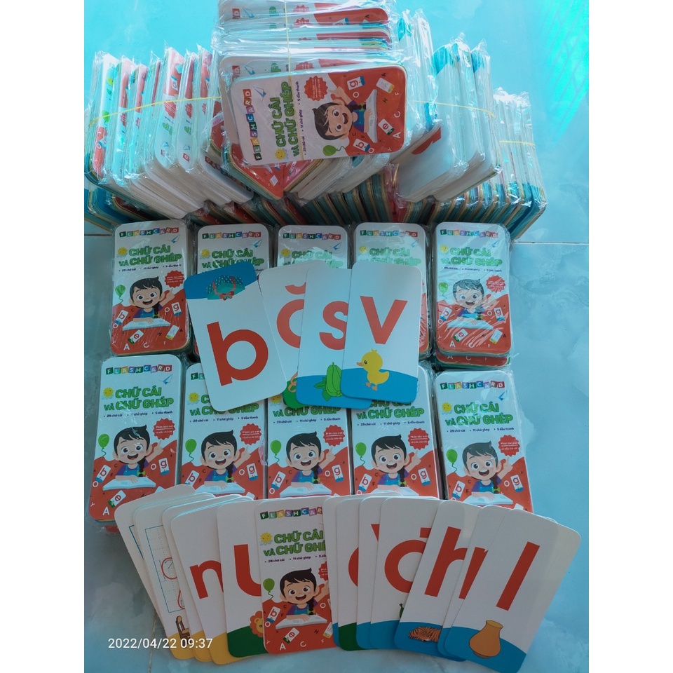 Bộ thẻ học chữ cái cho bé vào lớp 1, gồm 29 chữ cái 11 chữ ghép và 5 dấu thanh