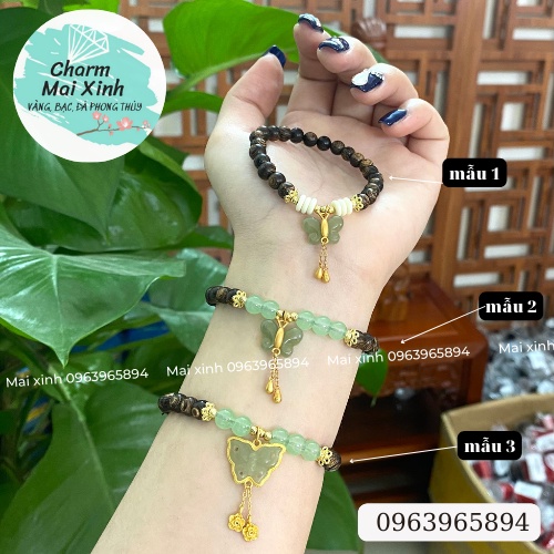 Chuỗi Trầm Hương Tốc &amp; Sánh Chìm Mix Hồ Điệp Ngoc Bọc Bạc 925  - Vòng Tay Gỗ Phong Thuỷ Tự Nhiên Nam Nữ