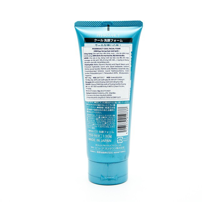 Sữa Rửa Mặt Bạc Hà Mát Lạnh Cho Nam Giới Pharmaact Cool Facial Foam