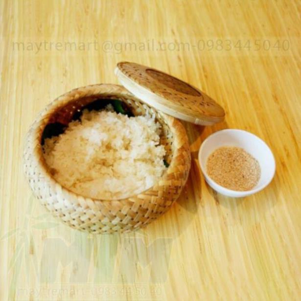 Tre tự nhiên- Cơi 2 lớp đựng đồ trang điểm hoặc decor trang trí -Mây tre đan việt