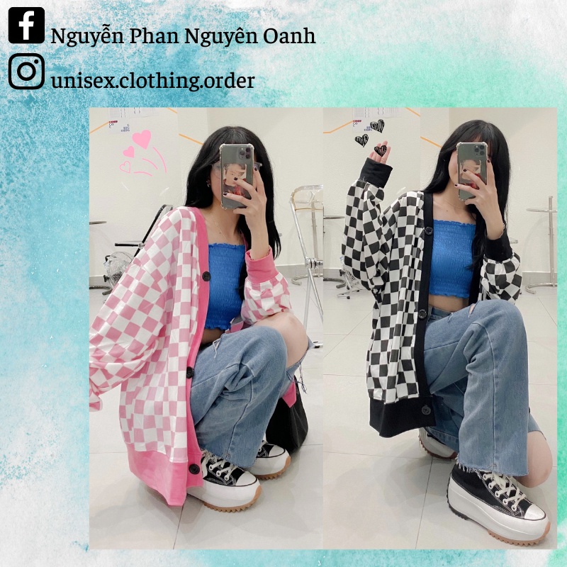 ÁO CARDIGAN CARO ĐEN TRẮNG - ÁO CARDIGAN ULZZANG - ÁO KHOÁC UNISEX NAM NỮ THU ĐÔNG