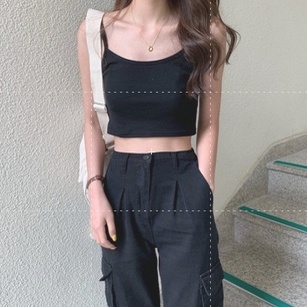Áo 2 Dây Croptop Madela Chất Thun Co Giãn, Hai Dây Ngắn Dáng Ôm Nhiều Màu