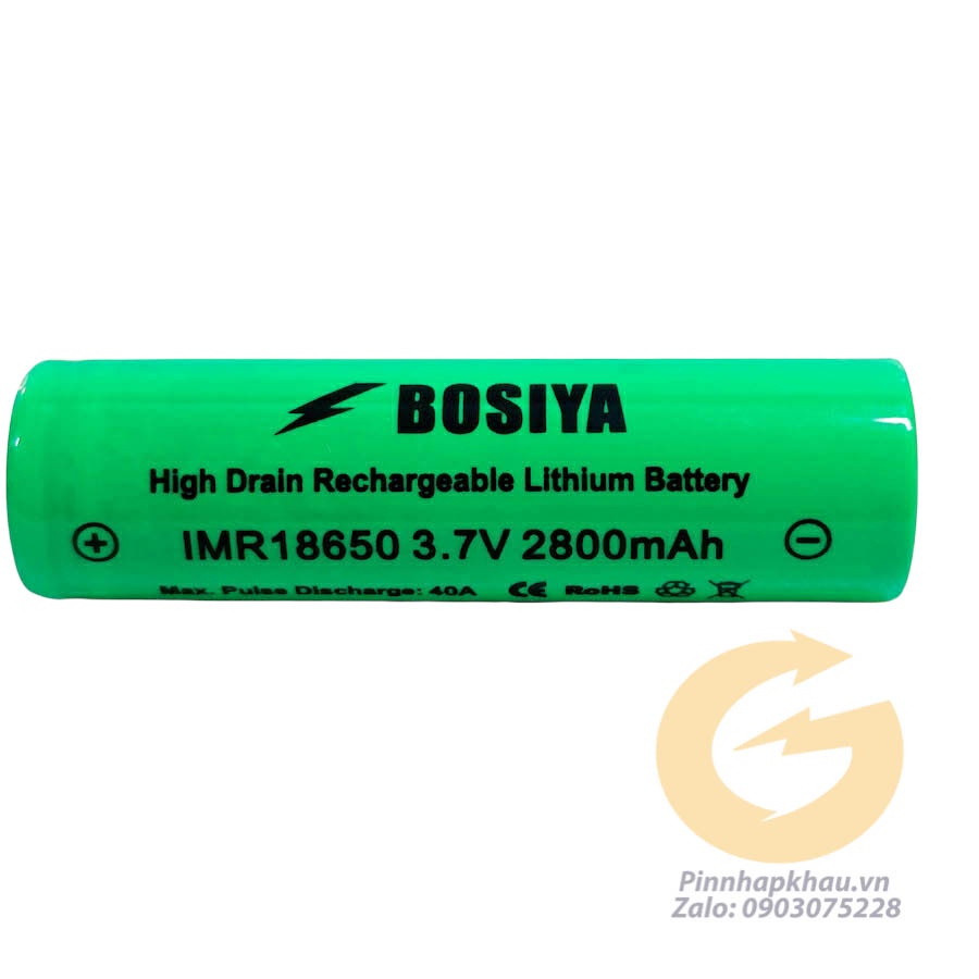 Pin sạc 18650 Bosiya xã cao 40A 2800mah hàng chính hãng dùng cho thiết bị cầm tay, quạt, laptop, khoan