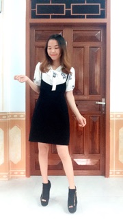 Set yếm & áo sơ mi nơ