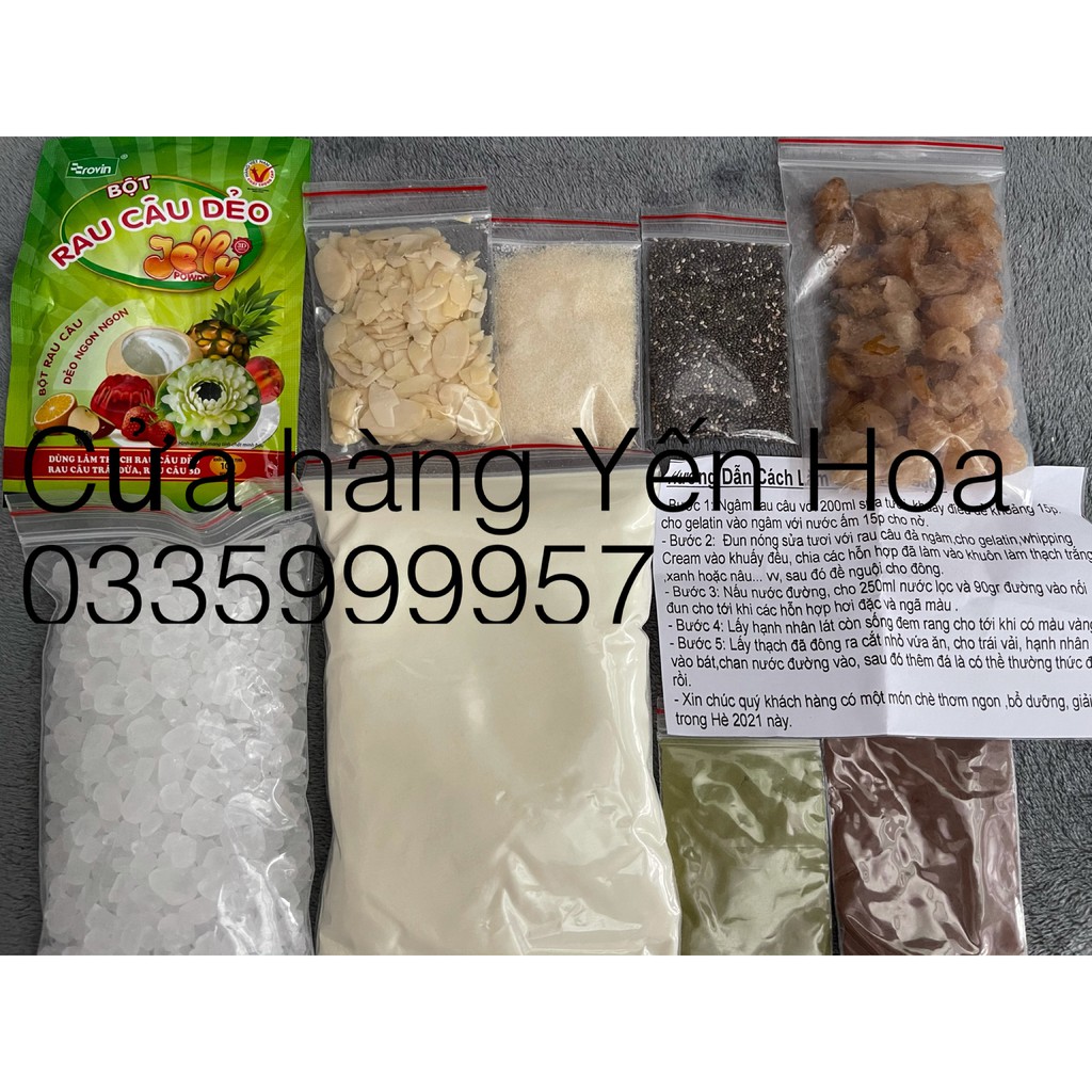 Set Chè Khúc bạch Trà xanh Long nhãn - 9 món