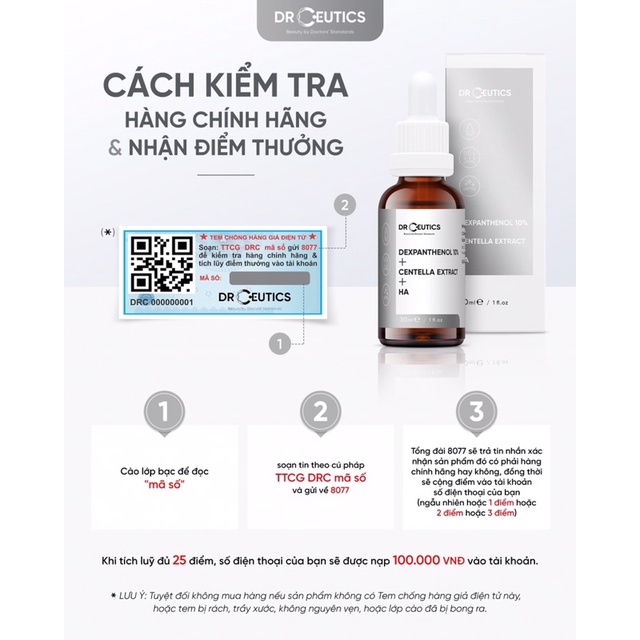 Serum B5 DrCeutics giúp cấp ẩm phục hồi và làm dịu da Dexpanthenol 10% + Rau má + HA