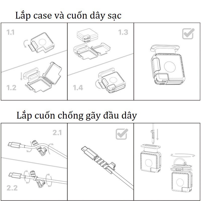 Ốp bọc sạc Ma.cbook 3in1 kèm bộ cuốn bảo vệ chống đứt gãy đầu dây sạc