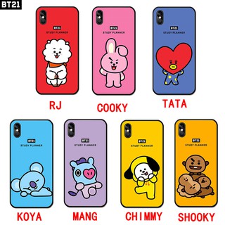 Anti-broken tempered glass back cover with cute BT21 print