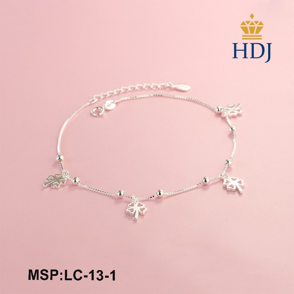 Vòng Đeo Chân bạc nữ đẹp họa tiết hình cỏ 4 lá đẹp trang sức cao cấp HDJ mã LC-13-1 | BigBuy360 - bigbuy360.vn
