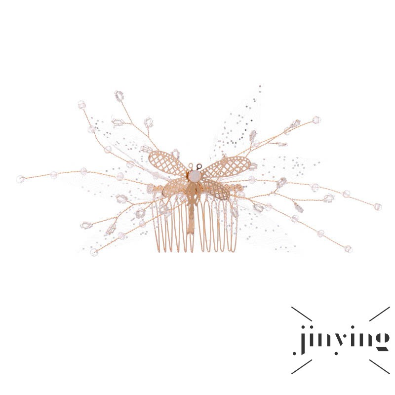 GETNOIVAS Lược Cài Tóc Hình Bướm Đính Đá Lấp Lánh Cho Cô Dâu