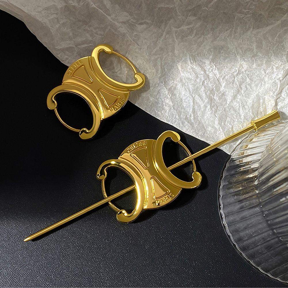 Trâm Cài Tóc Kim Loại Chữ C Phong Cách Vintage Thanh Lịch Cho Cô Dâu