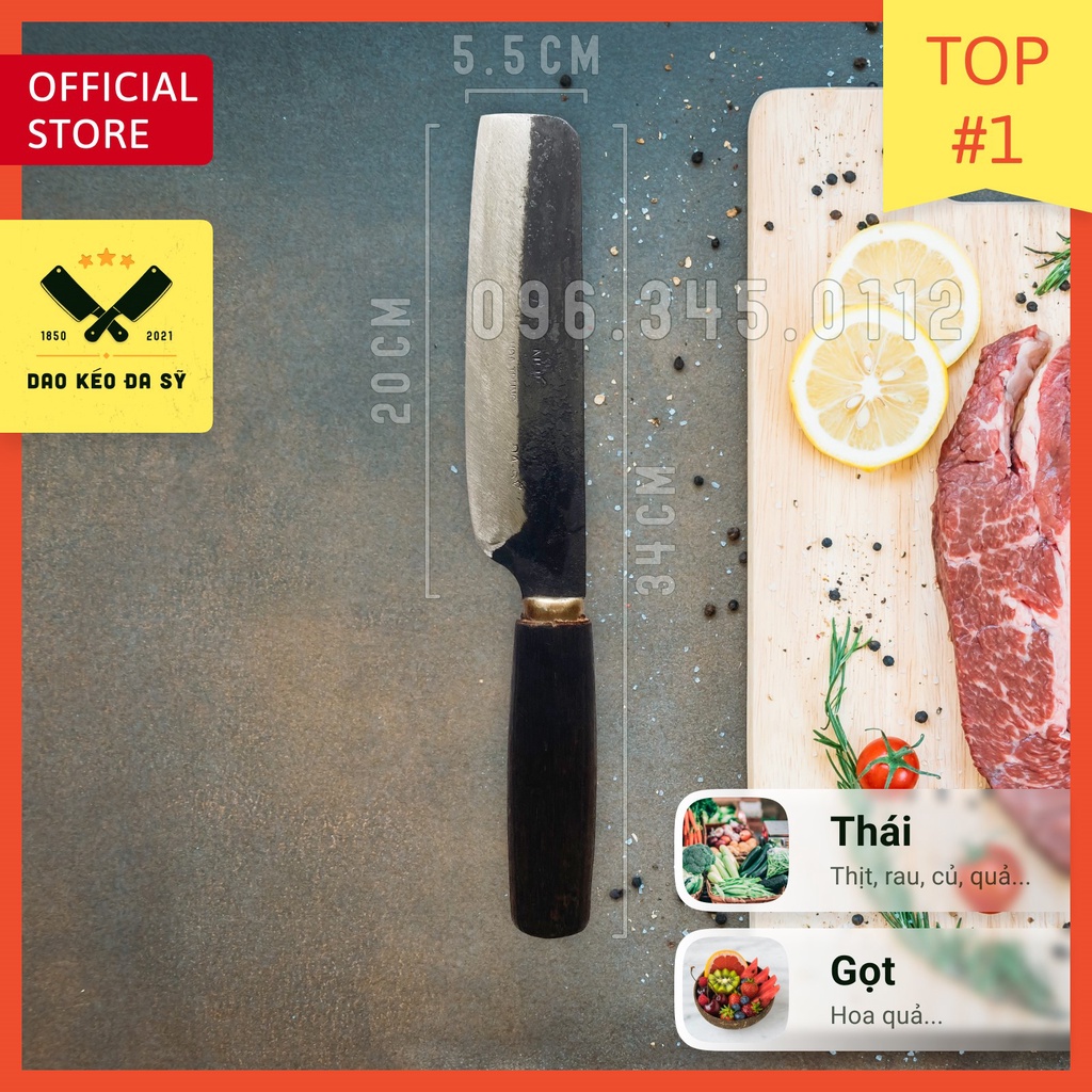 Dao thái thịt, thái rau, gọt hoa quả - Dao Đa Sỹ - 100% Nhíp xe siêu sắc