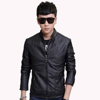 ÁO KHOÁC DA NAM LÓT LÔNG CAO CẤP AD14-ĐEN(CÓ TÚI TRONG)