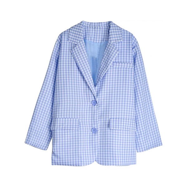 Áo Blazer Sọc Caro Rộng Thanh Lịch Màu Sắc Xinh Xắn Cho Nữ