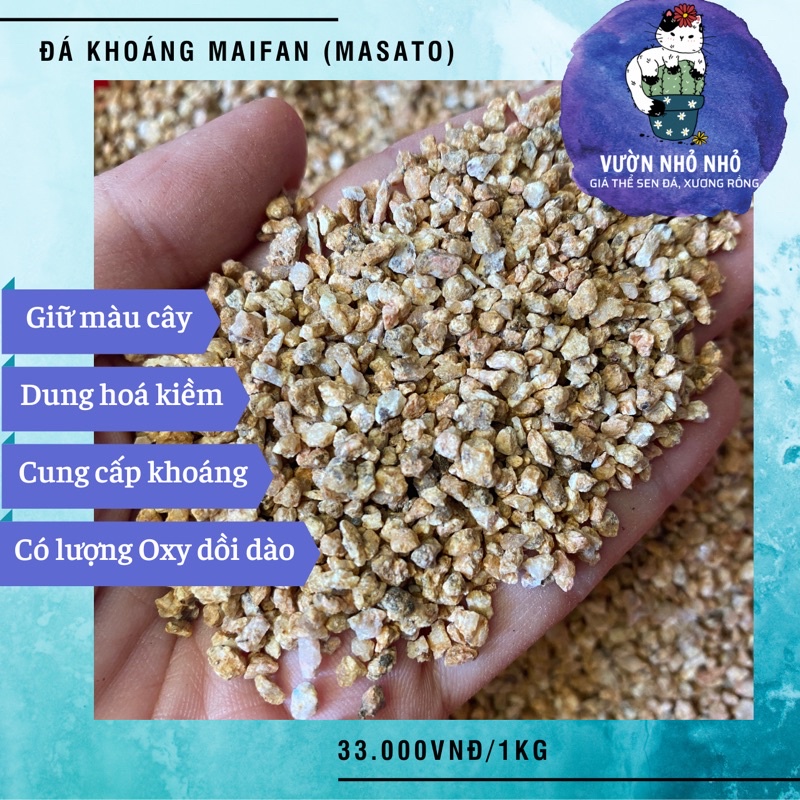 1kg Đá khoáng Masato , Maifan 2-4mm trộn giá thể rải mặt, hỗ trợ lên màu sen đá, xương rồng - Vườn Nhỏ Nhỏ