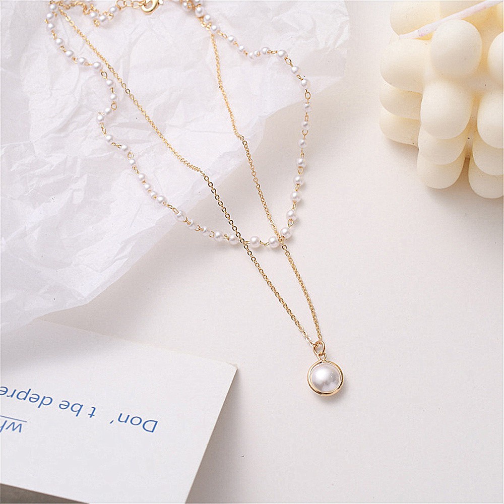 Vòng cổ choker/Vòng tay hai lớp xâu ngọc trai nhân tạo thời trang mùa hè 2021 dành cho bạn nữ