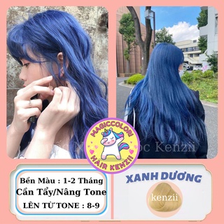 Thuốc Nhuộm Tóc Xanh Dương Tặng Oxy Trợ Nhuộm Găng Tay Mũ Chùm Kenzii Lên Từ Tone 8