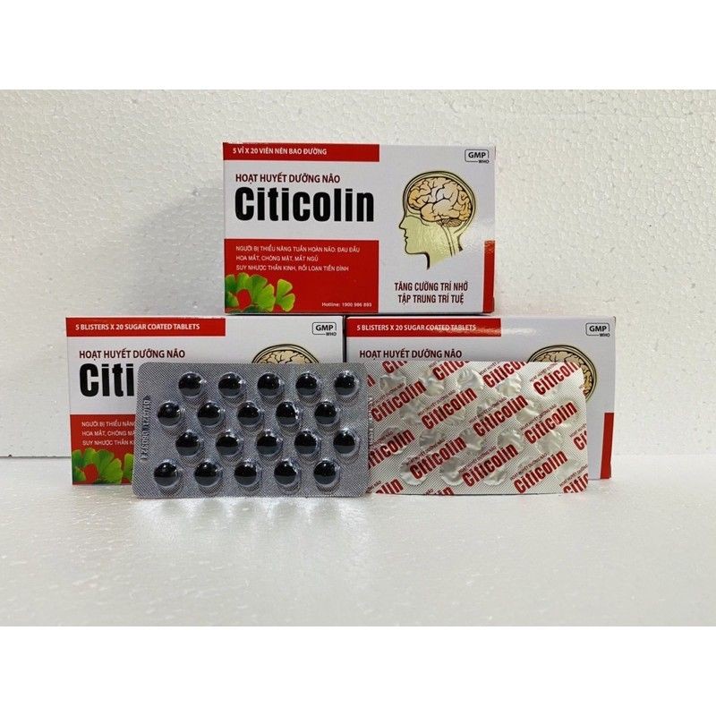 Hoạt huyết dưỡng não Citicolin - Hộp 100 viên