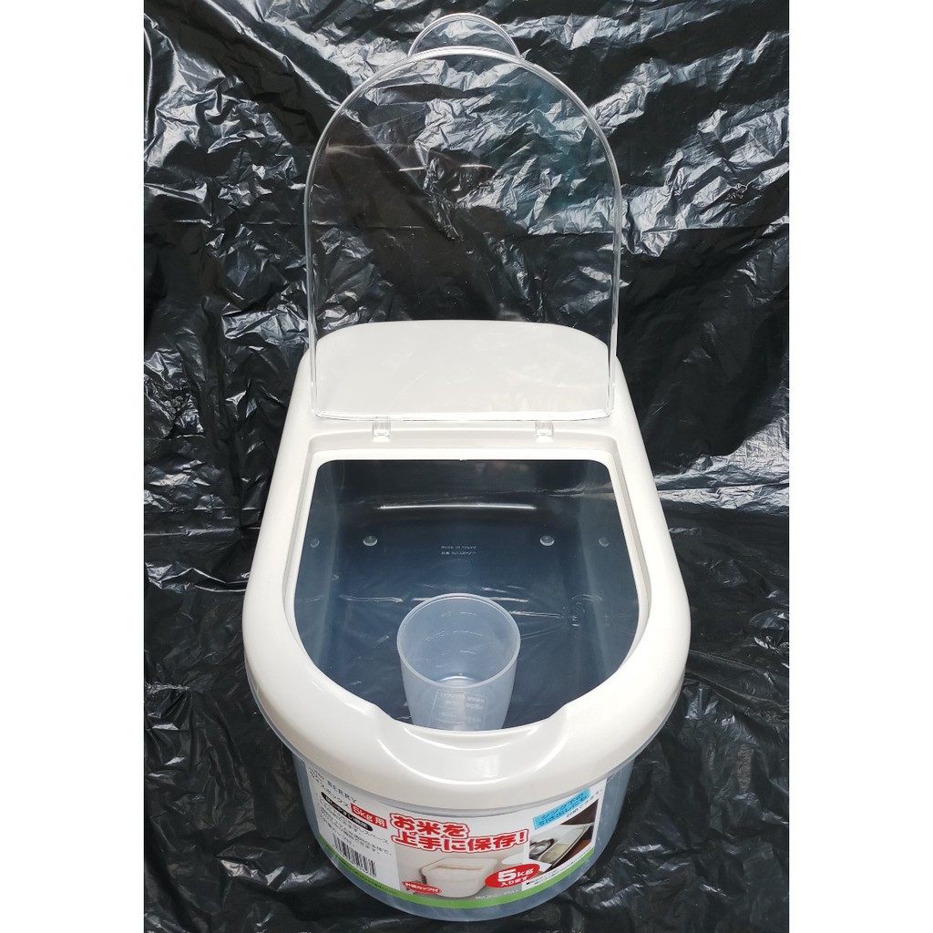 Hộp nhựa đựng đồ, thùng đựng gạo 5kg gạo, nắp lật mở của Nhật 35x20,5x16cm H6235