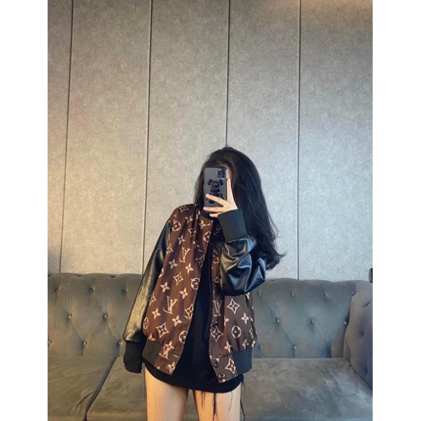 Áo Bomber nam, nữ Tay Da L.V form rộng mẫu mới nhất MAX ONLY