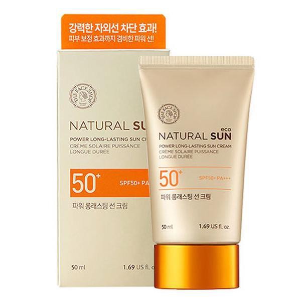 [Mã COSTFS2104 -10% đơn 400K] Kem chống nắng đa năng TheFaceShop Natural SunEco Power LongLasting Sun CreamSPF50+ 50ml