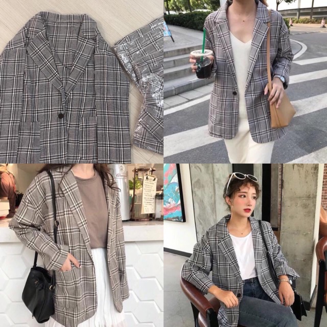 ÁO BLAZER KẺ CARO (HÀNG CÓ SẴN)