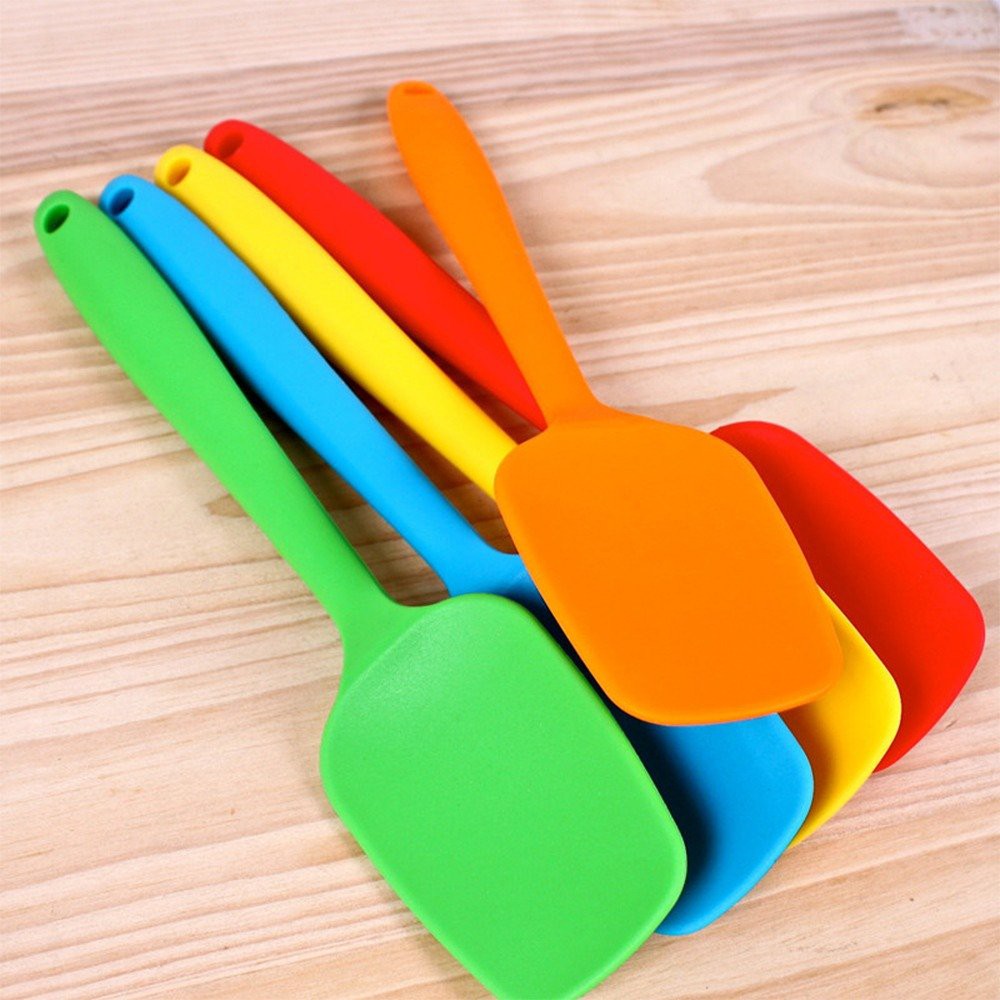 Spatula Phới Trộn Bột, Phới Dẹt Silicon - Xẻng Chiên Rán Thân Silicon