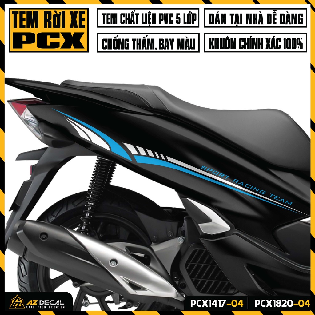 Tem Rời Dán Xe PCX 125 150 160 Mẫu Sport Racing | PCX-04 | Decal Chế Dán Xe Máy PCX Chống Nước Bền Màu
