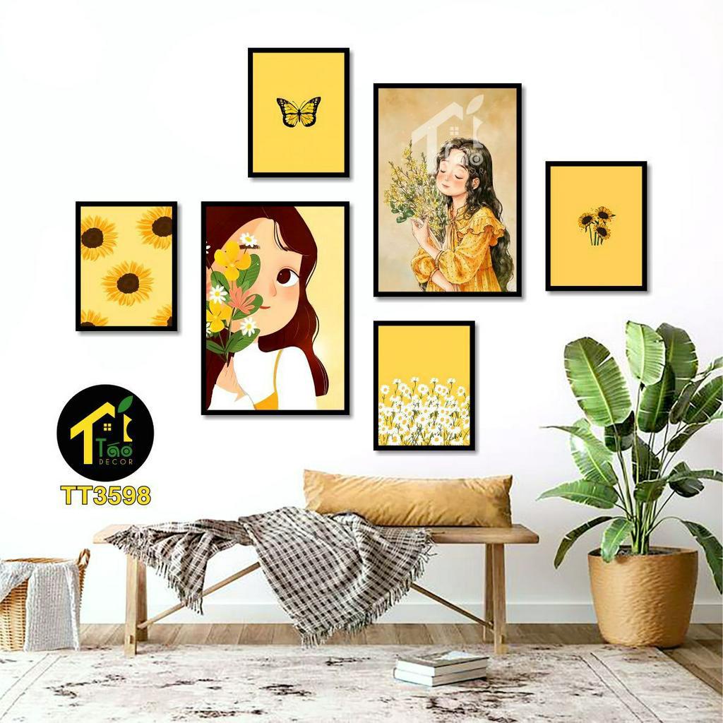 Set 18 bộ tranh treo tường, tranh dán tường decor phòng phong cách hiện đại, vintage, đồ decor bàn học, Táo Decor