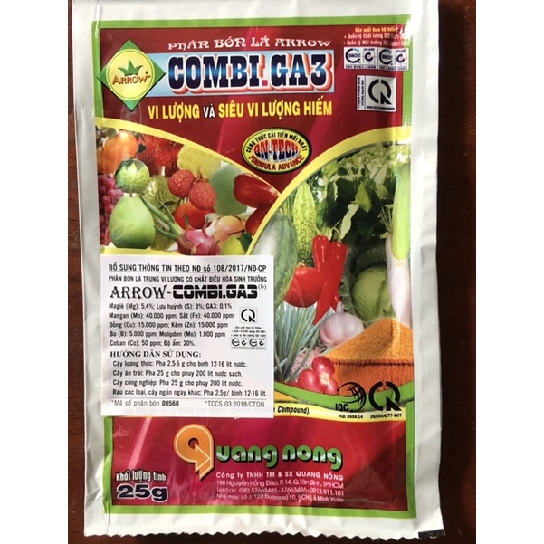 COMBI.GA3 phân bón lá vi lượng và siêu vi lượng hiếm