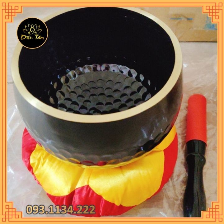 Chuông mõ tụng kinh Phật gia trì Đài Loan 4 inch đen