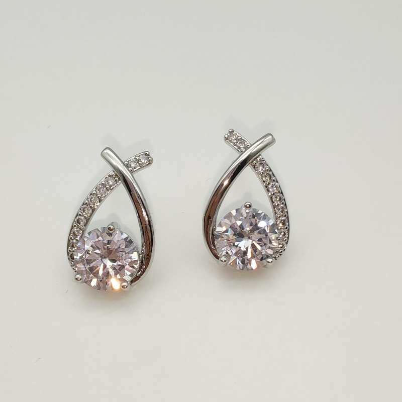 Bông Tai Hình Chữ Thập Đính Đá Zircon Thời Trang Dễ Phối Đồ