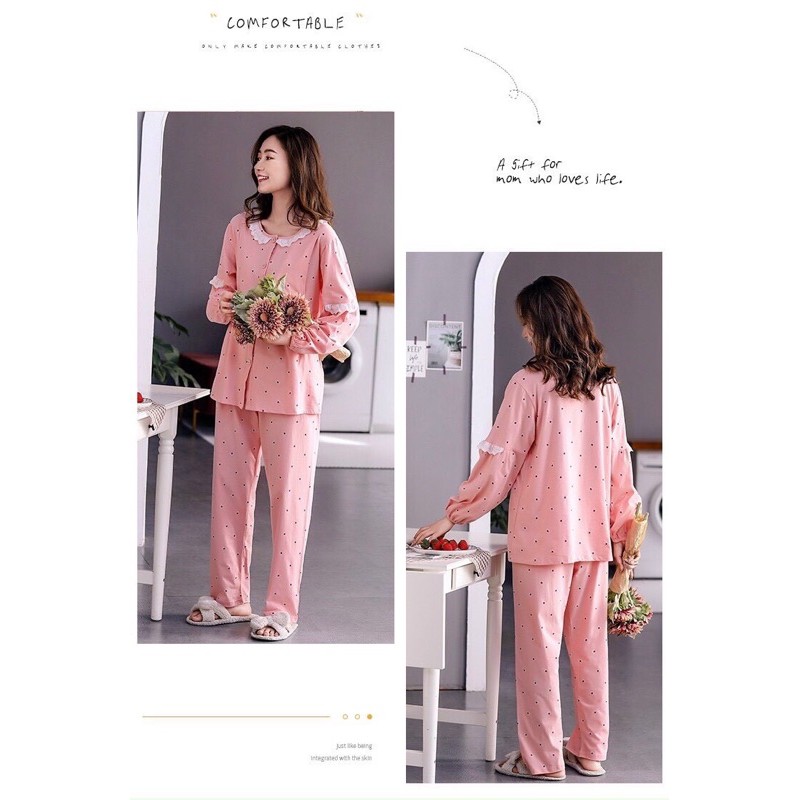 Bộ mặc bầu và  sau sinh cotton có khóa hình sao