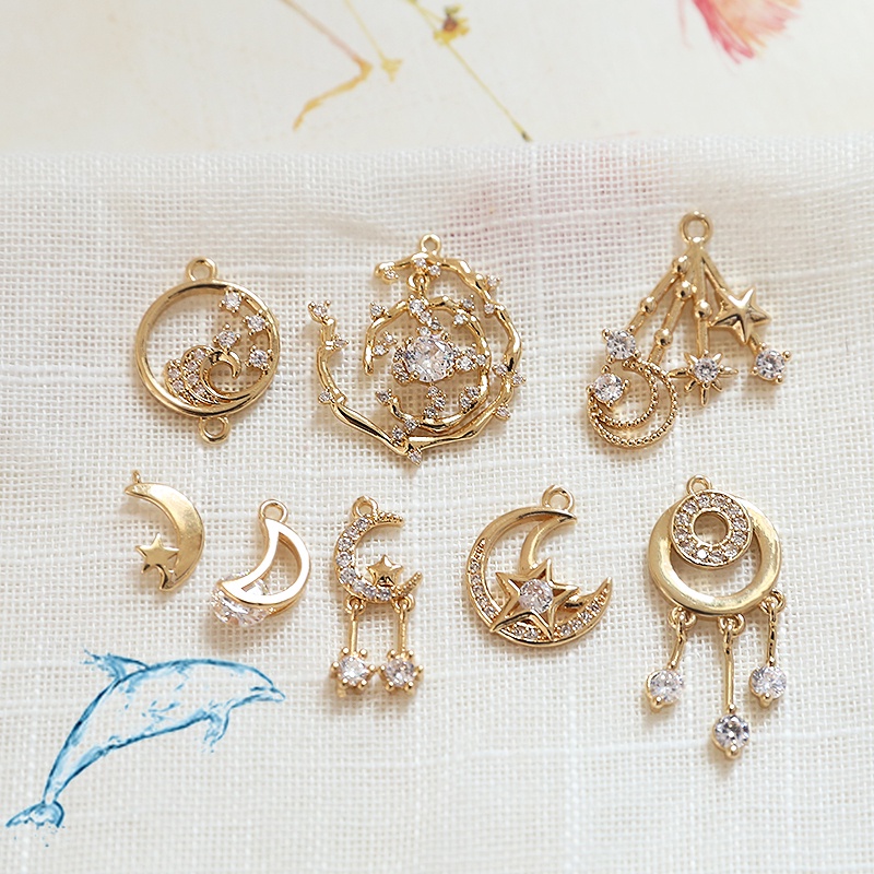 Mặt Dây Chuyền / Móc Khóa Bằng Đồng Đính Đá Zircon Thủ Công Diy