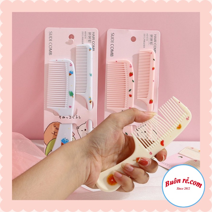 Set 2 lược hoạt tiết hoạt hình tạo kiểu tóc dễ thương, tiện lợi - Set 2 lược mini dễ dàng mang theo Br01671